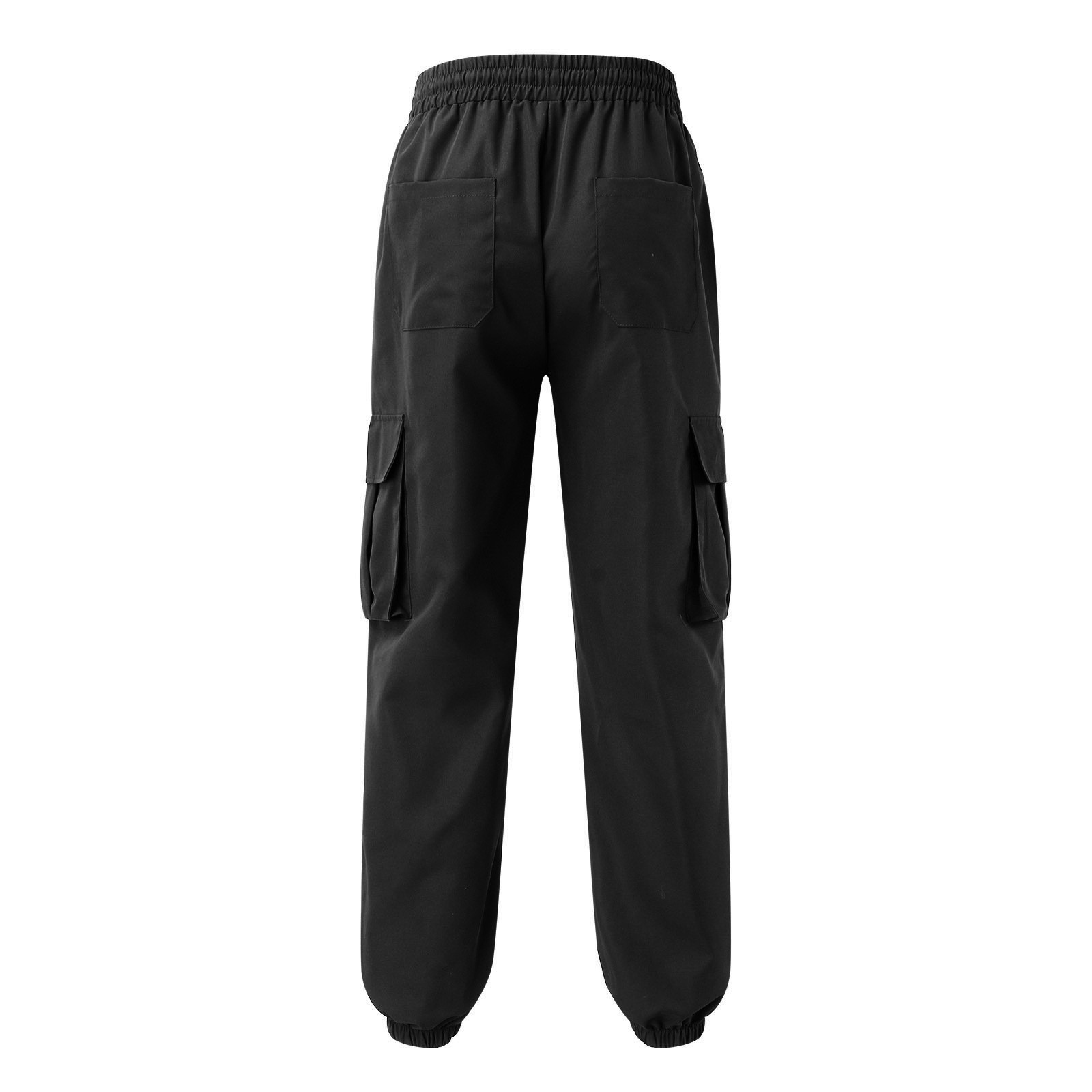 thumbnail image 4 of Pantalones cargo de largo completo y cintura media para hombre: estampado a cuadros lisos, cordón, bolsillos; pantalones deportivos informales para la playa, para todas las estaciones, poliéster; t, 4 of 8